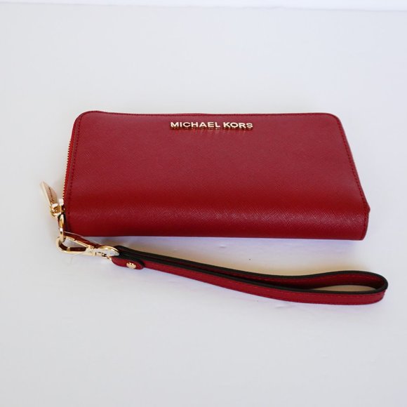 Michael Kors Jet Set L Phone Case Wristlet Red - Picture 5 of 7